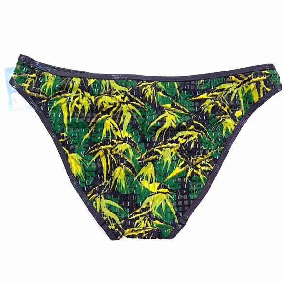 Victoria's Secret Very Sexy Swim Bikini Bottoms Tropical Palms Green Black Large - Picture 2 of 8